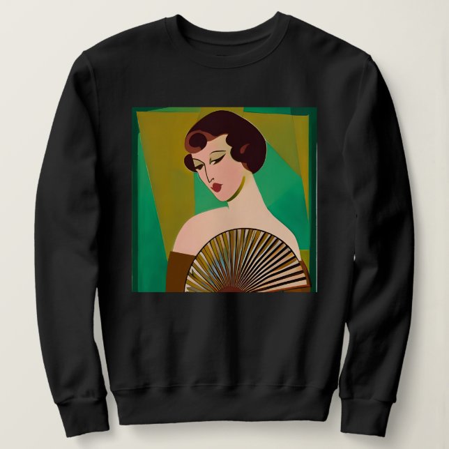 Sudadera Mujer moderna de estilo Art Deco con ventilador (Anverso del diseño)