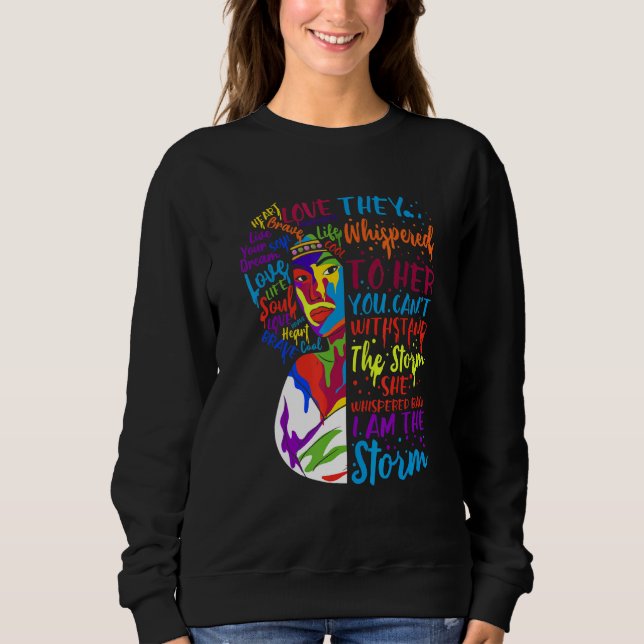Sudadera Mujer Negra De Historia Negra Tee I Am The Storm B (Anverso)