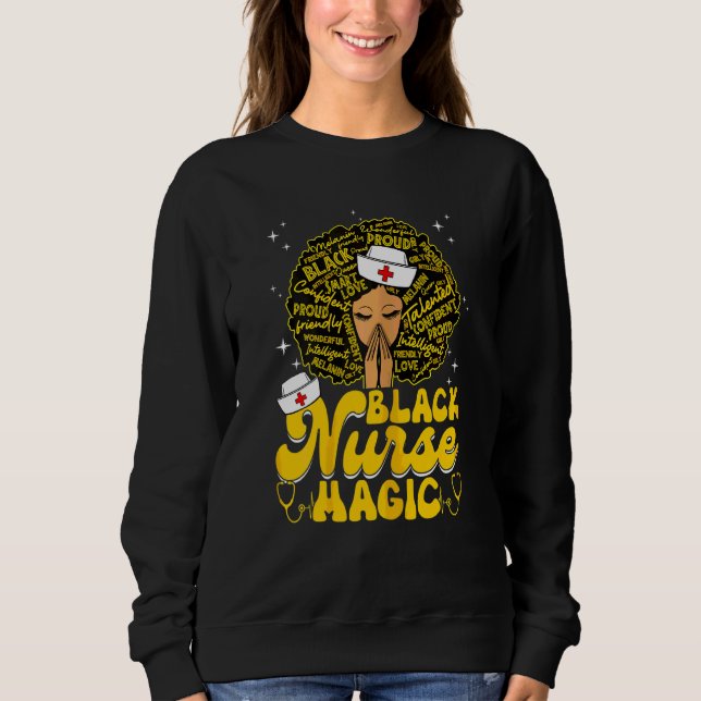 Sudadera Mujer Negra Enfermera Afro Retro Magia Negra Alta (Anverso)
