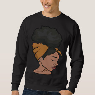 Sudadera Mujer Negra Hermosa con Turbante de Cabello Natura
