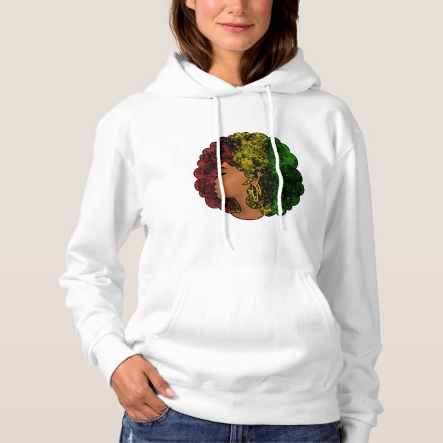 Sudadera Mujer negra rasta afro rojo amarillo verde  (Anverso)