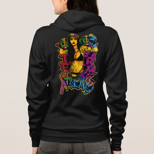 Sudadera Mujer patinadora de skateboarder de estilo calleje (Reverso)