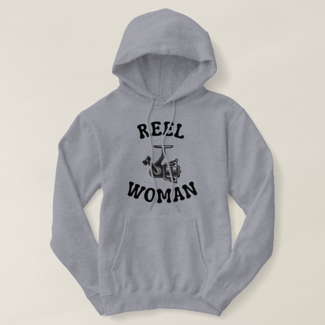 Sudadera Mujer Pescando a Carrete (Diseño del anverso)