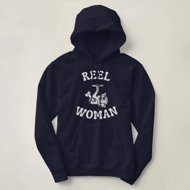 Sudadera Mujer Pescando en Carrete (Diseño del anverso)