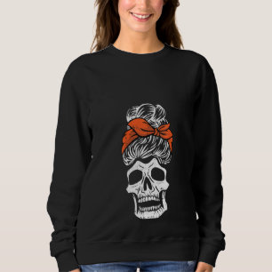Sudadera Mujer Skull Mom Life Lazy Halloween Costume Funny