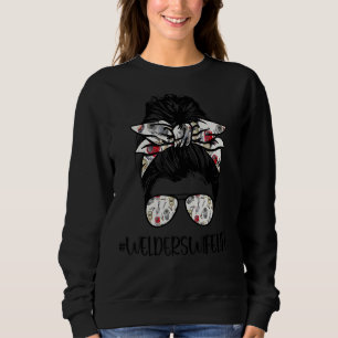 Sudadera Mujer soldadora Vida Desordenada Bun Hair Glasses 