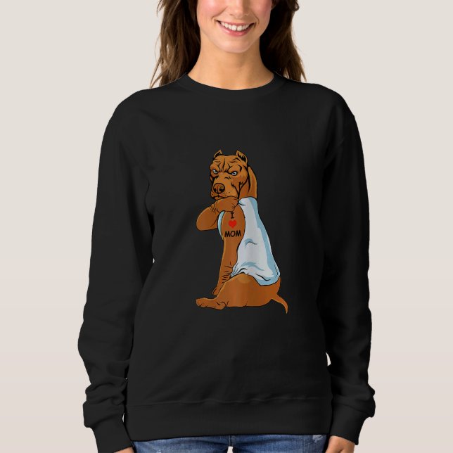 Sudadera Mujeres a las que amo a mamá Tattoo Pitbull (Anverso)