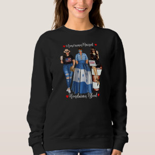 Sudadera Mujeres American Raised Honduras Blood Usa Flag Pa