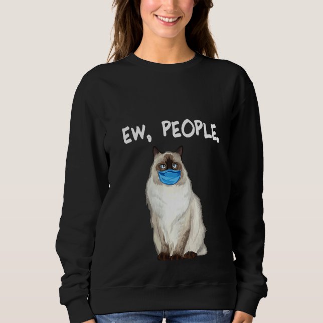 Sudadera Mujeres Birman Ew People Cat Con Máscara De Cara (Anverso)