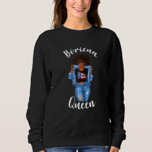 Sudadera Mujeres Boricua Reina puertorriqueñas Afro
