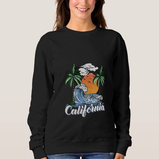 Sudadera Mujeres California Atardecer Tropical Cali Olas de (Anverso)