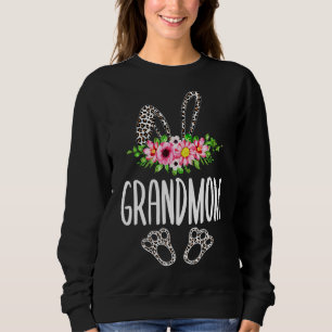 Sudadera Mujeres Chica Flor Leopardo Abuela Bunny Happy Eas