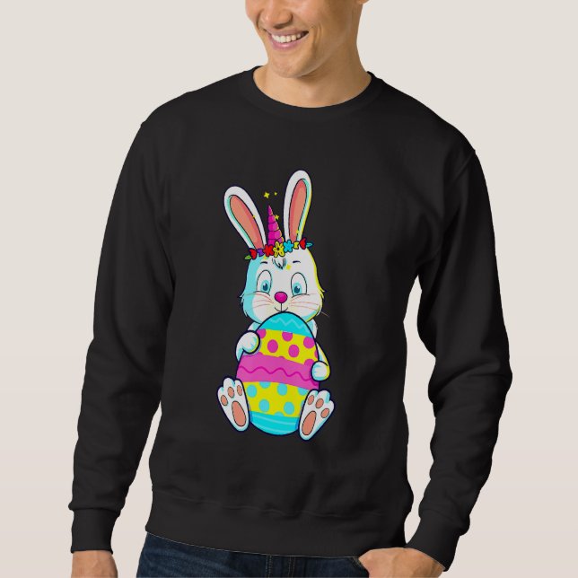 Sudadera Mujeres Chicas de conejo de unicornio de pascua (Anverso)