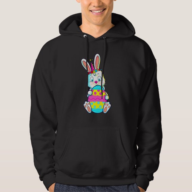 Sudadera Mujeres Chicas de conejo de unicornio de pascua (Anverso)