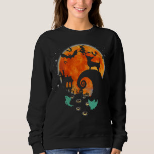 Sudadera Mujeres Chihuahua Perro Moon Scary Calabaza Hallow