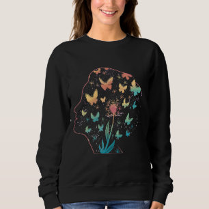 Sudadera Mujeres Con Dandelion Y Mariposa
