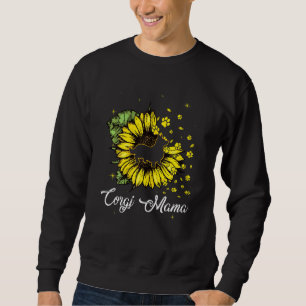 Sudadera Mujeres Cute Corgi Mama Sunflower Dog Mamá Madres