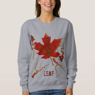 Sudadera Mujeres de Arte de la Naturaleza de Hoja Verde Mar