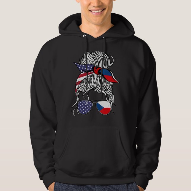 Sudadera Mujeres de bandera patriota checa norteamericana C (Anverso)