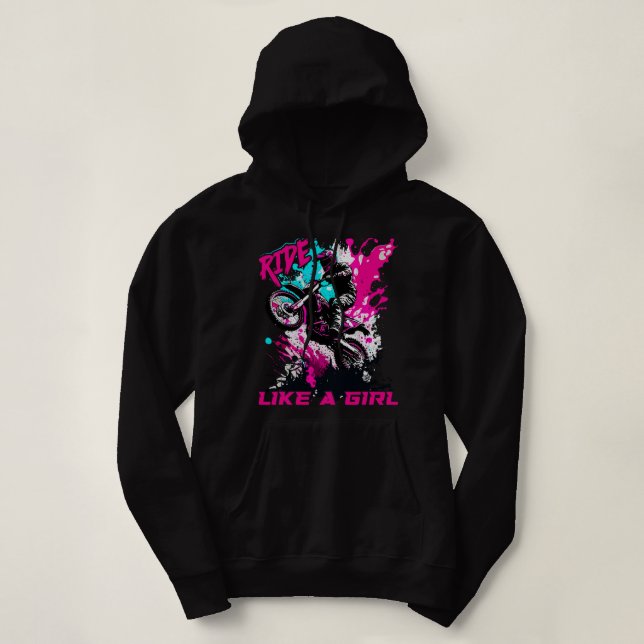 Sudadera Mujeres de Motocross montan como una moto de tierr (Diseño del anverso)
