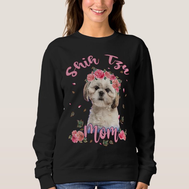 Sudadera Mujeres de perro de flores de la mamá chiita zu (Anverso)