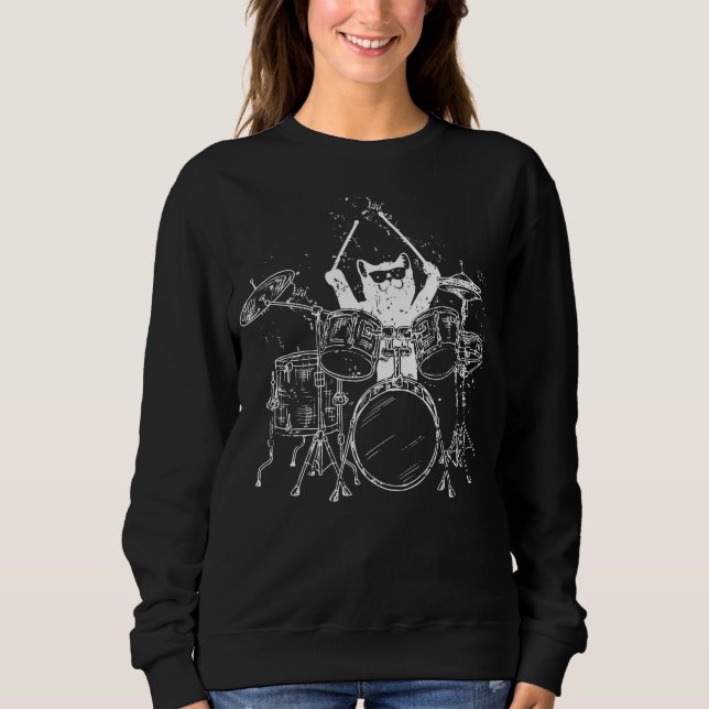 Sudadera Mujeres de tambores que tocan tambores de gato (Anverso)