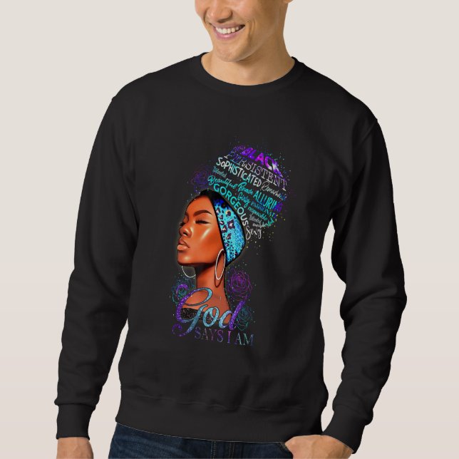 Sudadera Mujeres Dios dice que soy negra Chica magia afro m (Anverso)