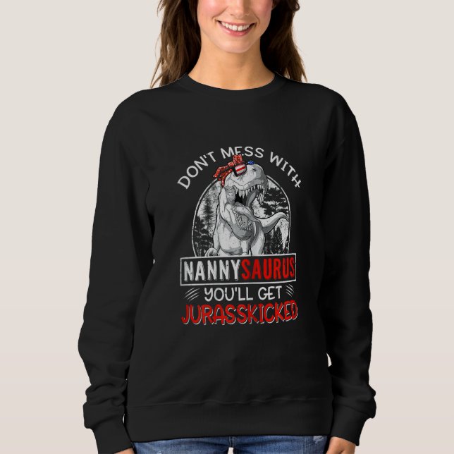 Sudadera Mujeres divertidas Retro Nannysaurus Dinosaur Rex  (Anverso)