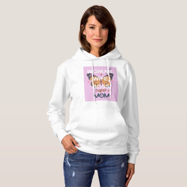 Sudadera Mujeres, esposa, jefa, supermamá (Anverso completo)