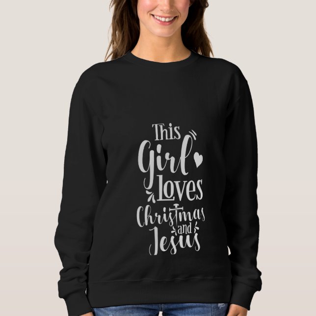 Sudadera Mujeres Este Chica Ama A Los Navidades Y A Jesús P (Anverso)