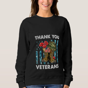 Sudadera Mujeres Gracias Veteranos Combatiendo La Flor De A