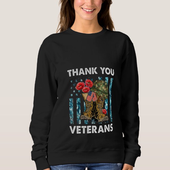 Sudadera Mujeres Gracias Veteranos Combatiendo La Flor De A (Anverso)