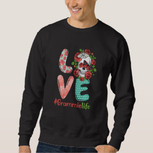Sudadera Mujeres Grammie Life Love Abuela Skull Rosa Costum