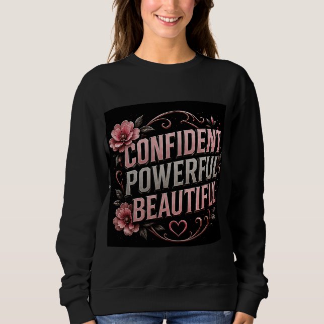 Sudadera 🌸 Mujeres Hermosas Poderosas y Seguras Cita 💗 (Anverso)
