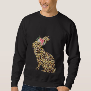 Sudadera Mujeres Leopardo Impresión Flores de conejito Chic