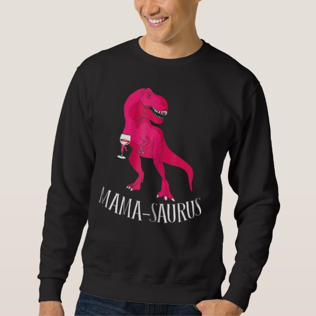 Sudadera Mujeres Mama Saurus Dinosaurio Rosa (Anverso)