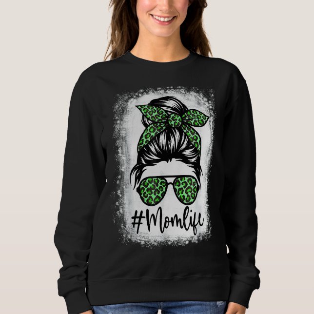 Sudadera Mujeres Mamá Vida Bleached Funny Mom Life Leopard  (Anverso)