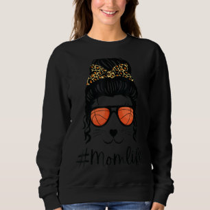 Sudadera Mujeres Mamá Vida Messy Bun baloncesto blanqueado