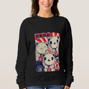 Sudadera Mujeres Maneki Nekos Gatos Afortunados Buena Suert