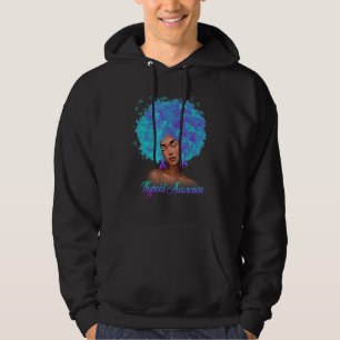 Sudadera Mujeres Melanina negra Cinta Verde azulada púrpura