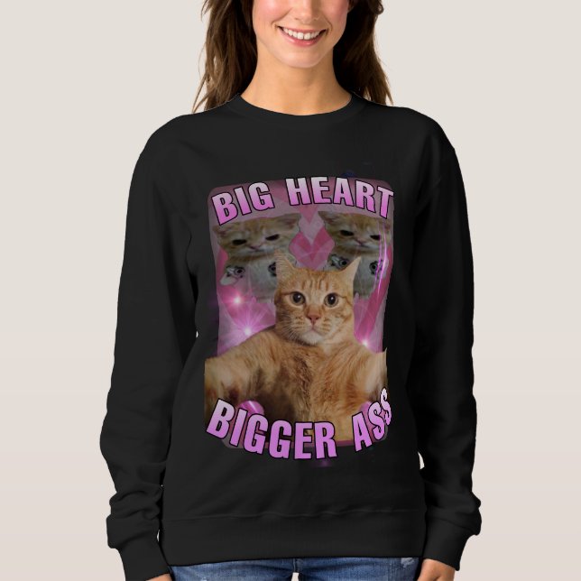 Sudadera Mujeres memes de gato de corazón grande (Anverso)