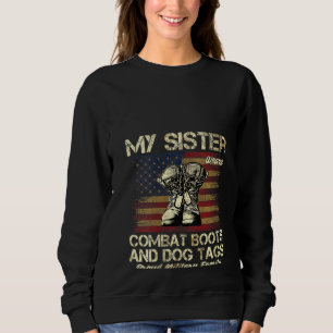 Sudadera Mujeres Mi Hermana Usa Boots De Combate Y Etiqueta