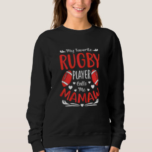Sudadera Mujeres Mi jugador favorito de rugby me llama Mama