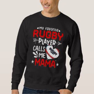 Sudadera Mujeres mi jugador favorito de rugby me llama mamá