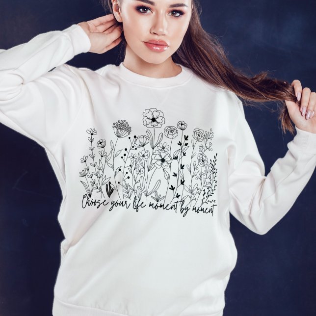 Sudadera Mujeres Minimalistas florales inspiradoras (Subido por el creador)