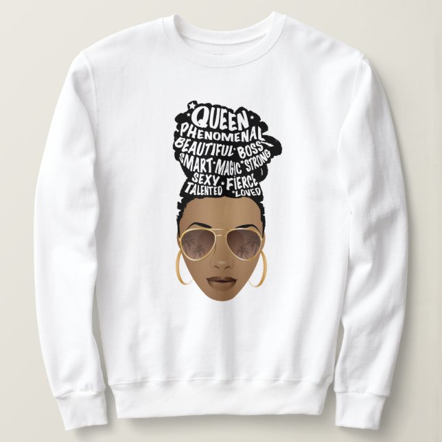 Sudadera Mujeres motivadoras negras, bollo natural (Anverso del diseño)