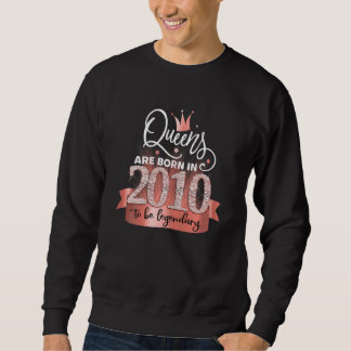 Sudadera Mujeres Nacidas En 2010 Elegante Rosa Negro Fiesta