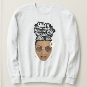 Sudadera Mujeres negras motivadoras, bollo natural, flor