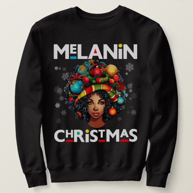 Sudadera Mujeres negras Navidades melanin sista Xmas Sistas (Anverso del diseño)