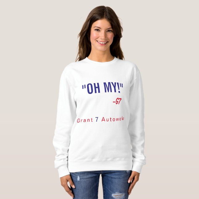Sudadera Mujeres "oh mis!" Texto rojo y azul de la camiseta (Anverso completo)